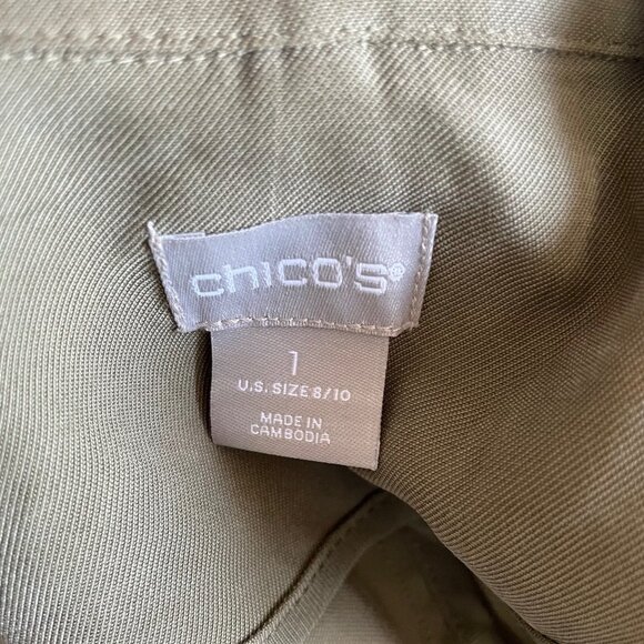 NWT Chicos Jacket Trench Coat Size Medium Green Long Tencel Fall Lightweight - Picture 8 of 11